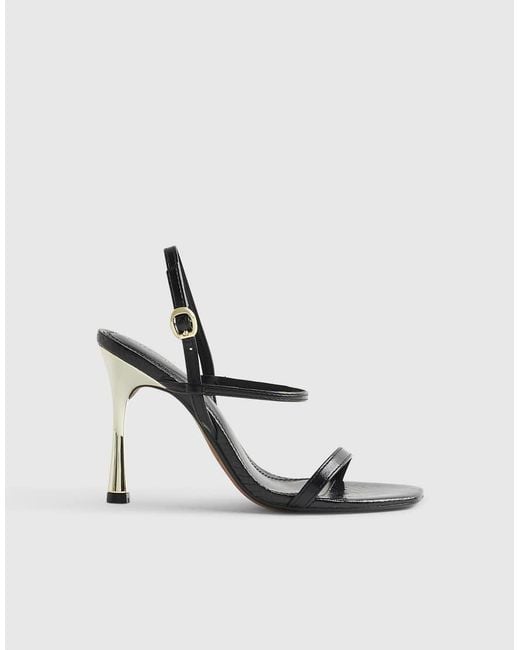 River Island White Open Back Heeled Sandals