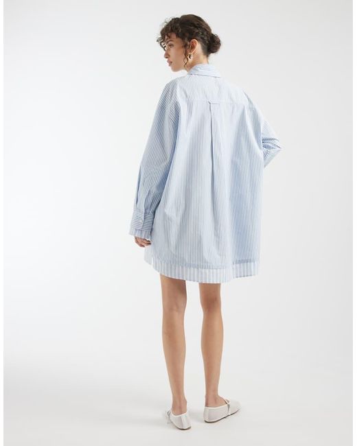 ASOS Blue Oversized Double Layered Shirt Mini Dress