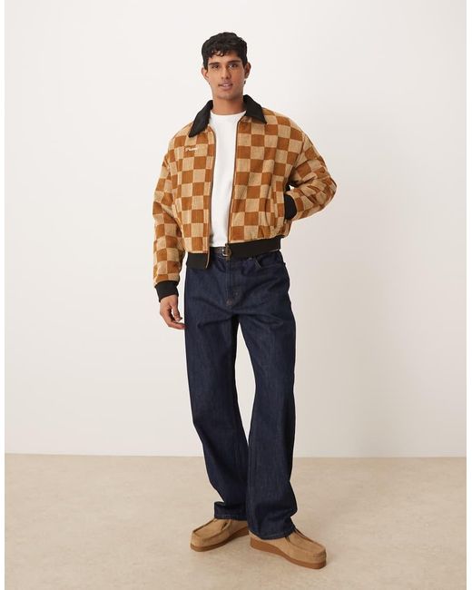 Prohibited Blue Checked Bomber Jacket for men