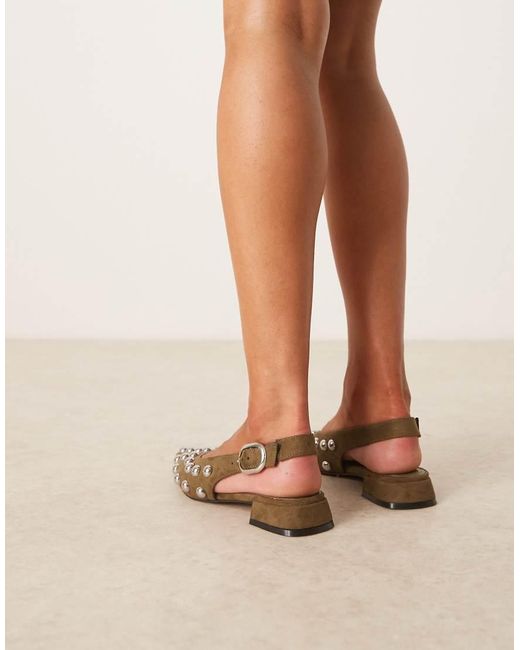 ASOS Natural Leonora Studded Slingback Ballets