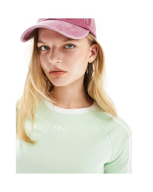 T-shirt court à trois bandes - pastel Adidas Originals en coloris Green