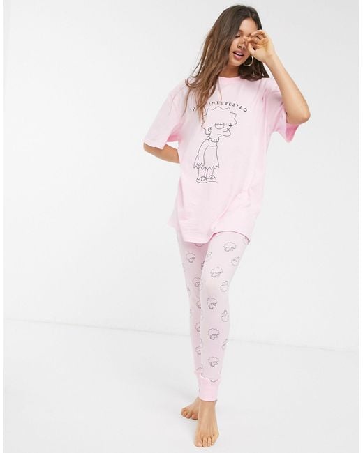 ASOS Pink The Simpsons Lisa Tee & legging Pyjama Set