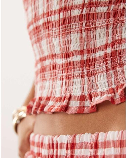 ASOS Pink Shirring Co-Ord Top