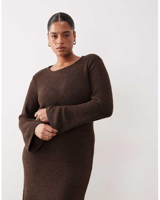 Vila Curve Brown Super Soft Fluffy Maxi Jumper Dress