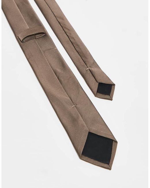 ASOS Brown Satin Tie With Pocket Square for men