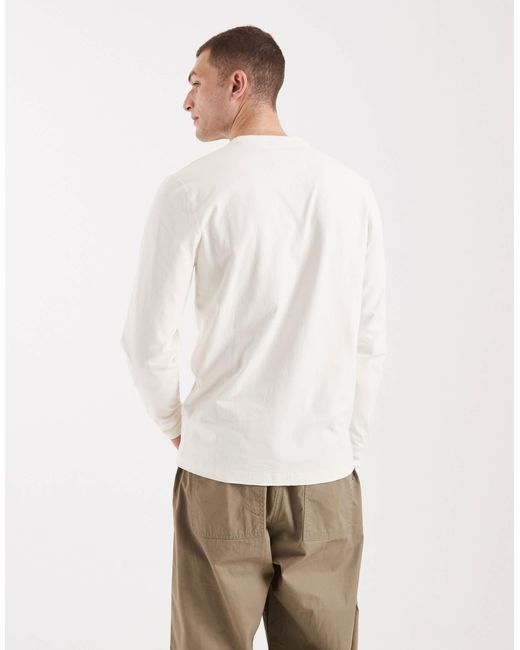 Hollister White Long Sleeve Henley Top for men