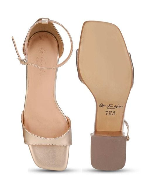 OFF THE HOOK Natural 'Knightsbridge' Low Block Heeled Leather Sandals