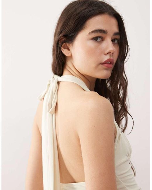 Collusion Natural Cupro Longline Slinky Halter Top