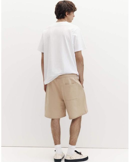 Pull&Bear Natural Bermuda Jogger With Logo for men