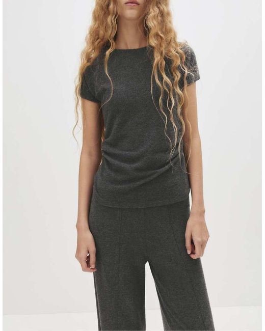 Pull&Bear Gray Knit Wide-leg Trousers