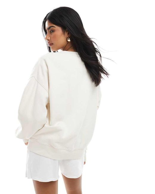 Superdry White Athletic Essentials Tonal Applique Crew Sweatshirt