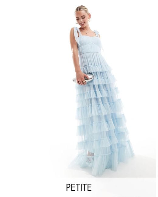 LACE & BEADS Blue – gestuftes midaxi-kleid