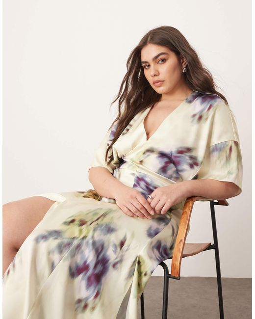 ARRANGE Natural Curve Modern 30's Maxi Satin Dress With Shoulder Pad