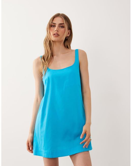 ASOS Blue Scoop Neck Shift Mini Dress