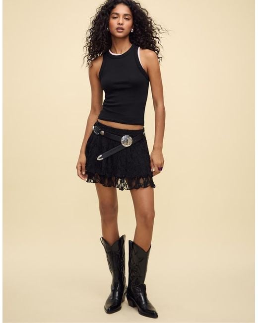 Stradivarius Natural Flowing Lace Skort