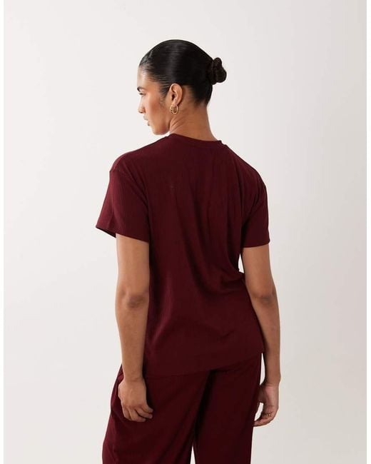 ASOS Red Asos Design Maternity Mix & Match Lounge Ribbed Oversized Pajama Tee With Side Slit