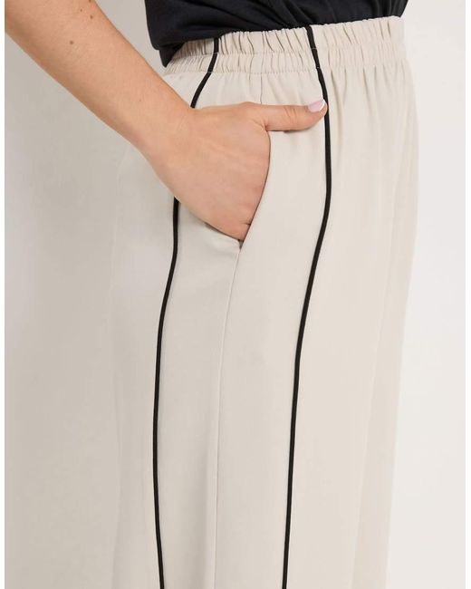 Long Tall Sally Natural Piped Wide Leg Trousers