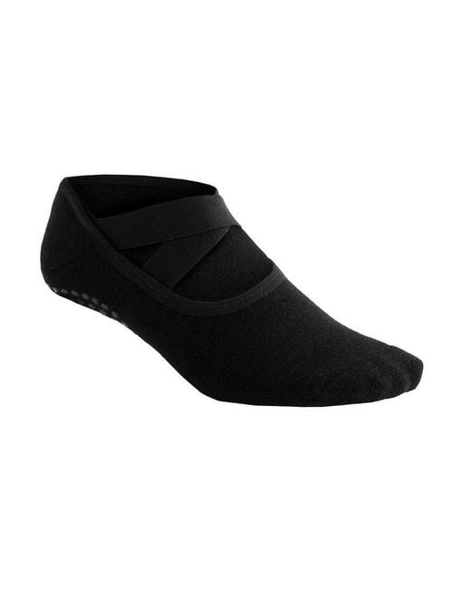 Oysho Black 2 Pairs Of Cotton Blend Yoga And Pilates Socks With Crossover Straps