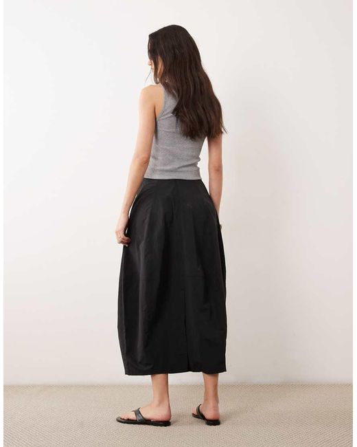 ASOS Black Structured Cargo Barrel Midi Skirt