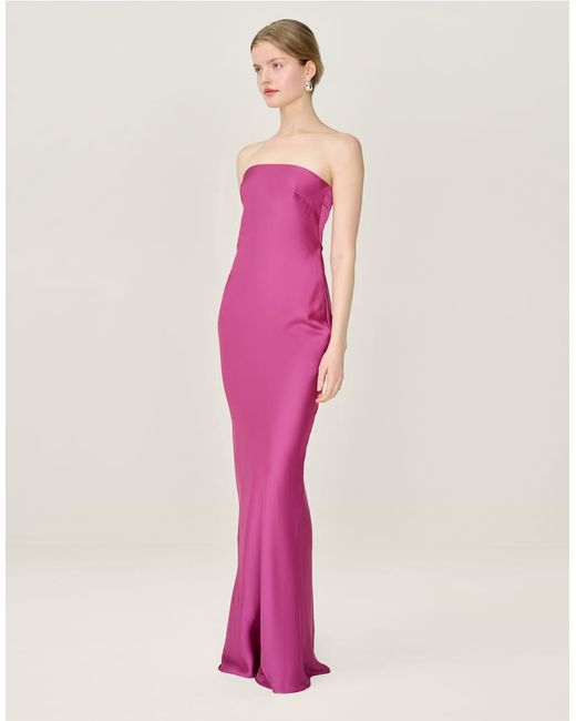 OMNES Pink Dresses Amdra Strapless Satin Maxi Dress