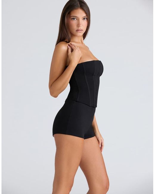 House Of Cb Black The Strapless Stretch Corset Top