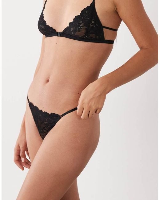 ASOS Natural Ruby Lace Tanga Thong With Hardware