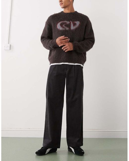 Prohibited Black Straight Leg Double Pleated baggy Trousers for men