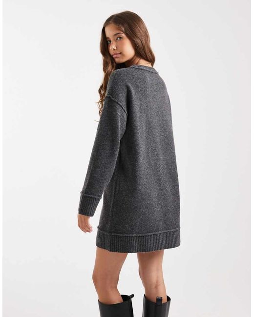 ONLY Gray Drop Shoulder Knitted Mini Dress