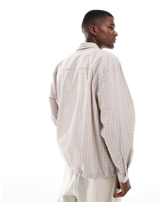 ASOS Oversized, Geruit Overhemd in het Gray voor heren