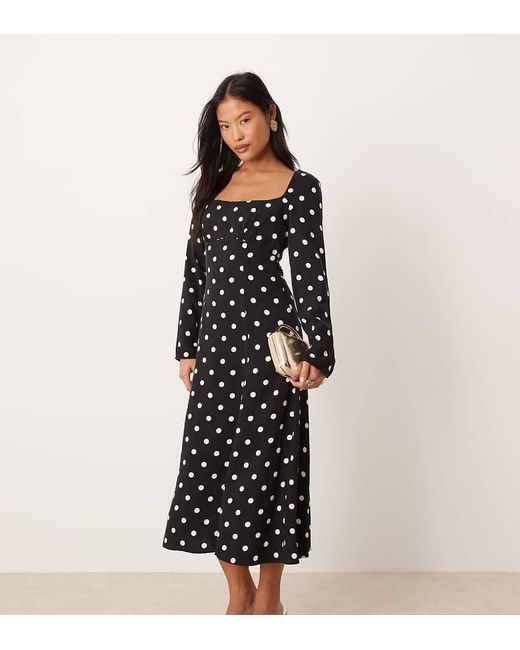 Nobody's Child Petite Black Delilah Square Neck Midi Dress