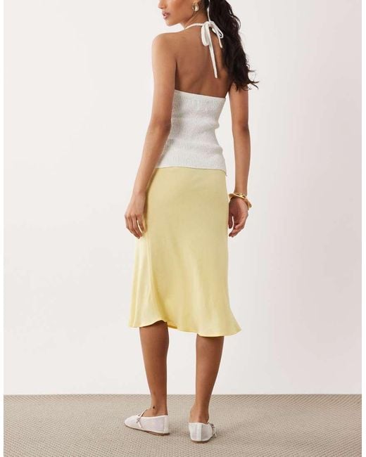 ASOS Natural Linen Blend 90s Slip Skirt
