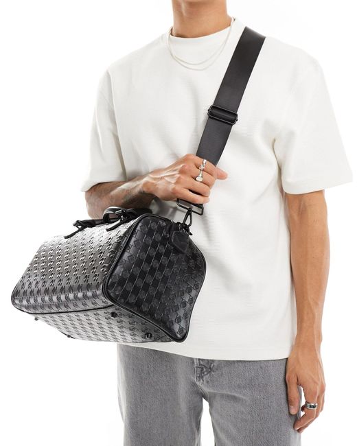 ASOS Black Medium Bowling Bag With Checkerboard Emboss for men