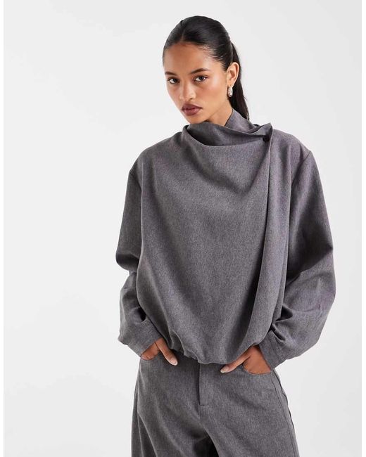 ASOS Gray Tailored Wrap Shacket Top