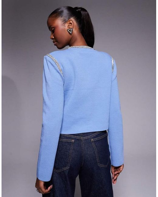 River Island Blue Shoulder Pad Detail Knitted Cardigan