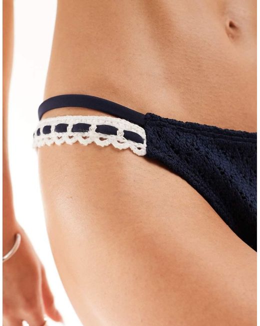 Hollister Blue Crochet Mix High Waist Cheeky Bottom Co-ord
