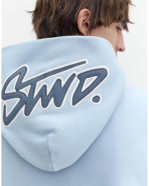 Pull&Bear Blue Boxy Fit Hoodie for men