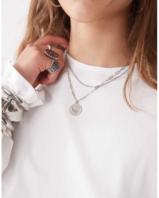 Lioness White Bloom Cotton Long Sleeve Crew Neck Boxy T-shirt