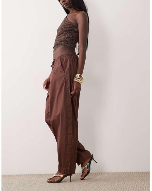 WeWoreWhat Brown Drawstring Waist Pull On Balloon Pant