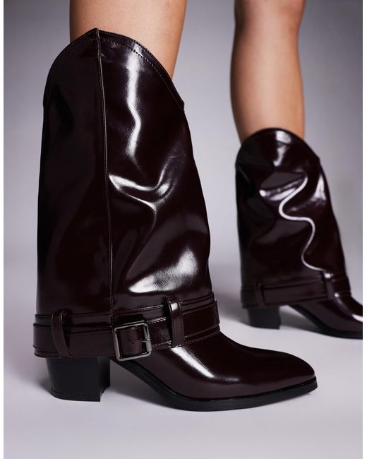 Public Desire Red – diego – foldover-stiefeletten