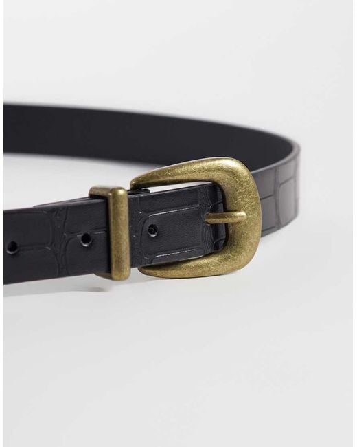 ASOS White Skinny Belt With Curve Buckle And Metal Tip for men
