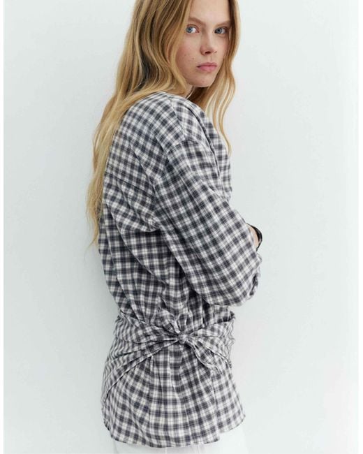 Pull&Bear White – kariertes hemd