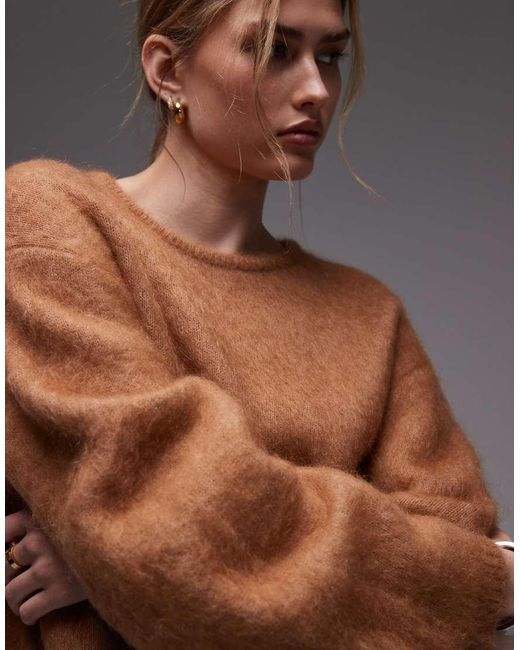 & Other Stories Brown Wool And Mohair Blend Drop Shoulder Jumper