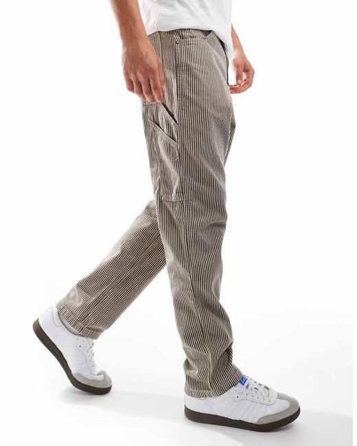 Dickies White Garyville Hickory Striped Trousers for men