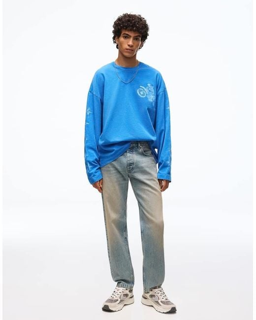 Bershka Blue Slim Jeans for men