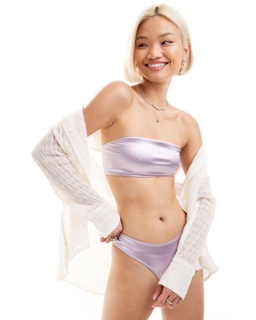 Mix and match - top bikini a fascia lilla di Monki in Purple