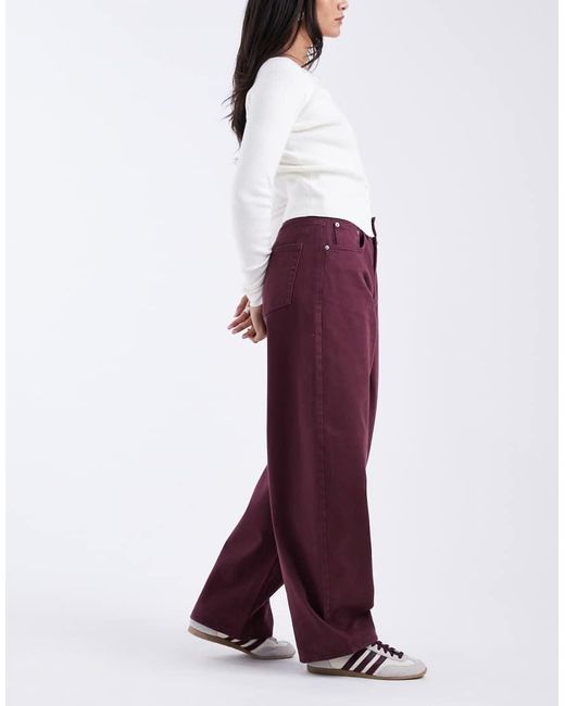 ASOS Red High Waist Barrel Jeans