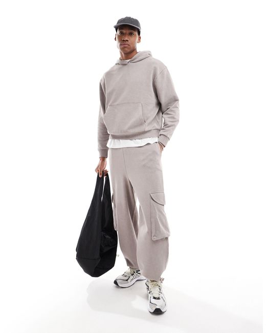 ASOS Gray Oversized Co-ord Boxy Hoodie for men