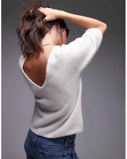 ARKET Gray Alpaca Wool Blend Knitted Top With V-back