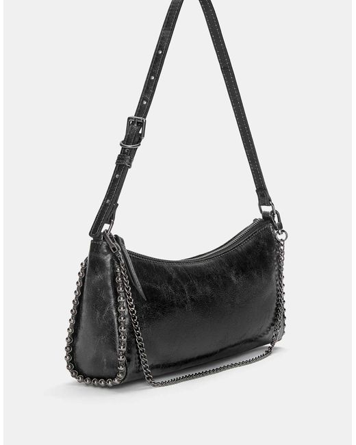 Pull&Bear Black – verzierte schultertasche