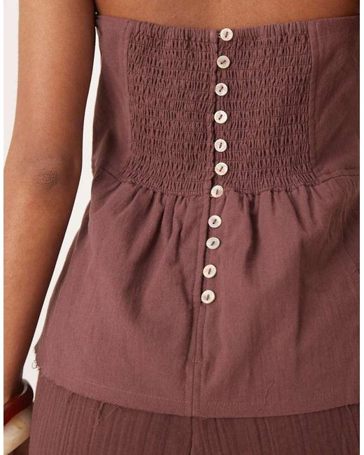 ASOS Purple Bandeau Linen Top Cotton Trouser Jumpsuit